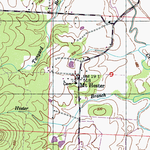 Topographic Map of Mount Hester School (historical), AL