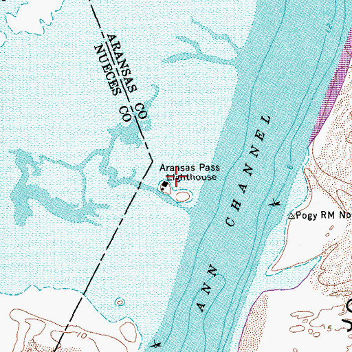 Topographic Map of Aransas Pass Lighthouse, TX