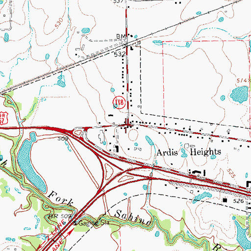 Topographic Map of Ardis Heights, TX