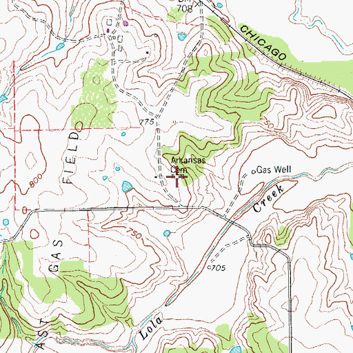 Topographic Map of Arkansas Cemetery, TX