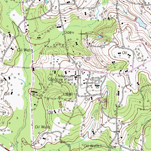 Topographic Map of Arkansas Gasoline Plant, TX