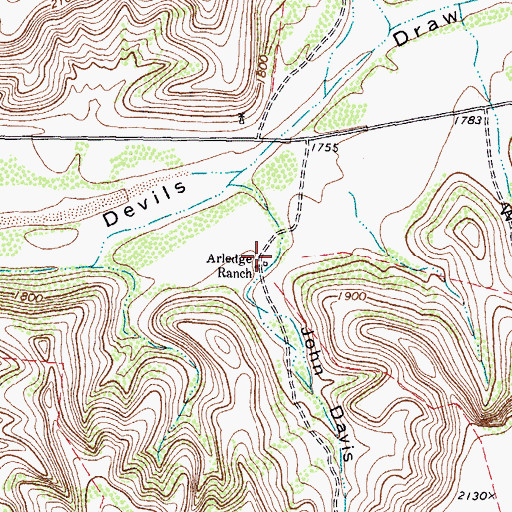 Topographic Map of Arledge Ranch, TX
