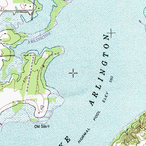 Topographic Map of Lake Arlington, TX