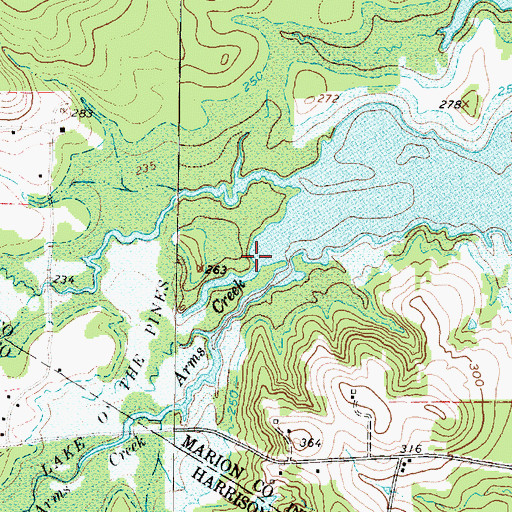 Topographic Map of Arms Creek, TX