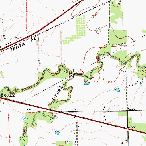 Topographic Map of Armstrong Creek, TX