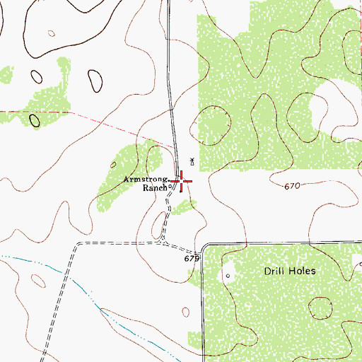 Topographic Map of Armstrong Ranch, TX