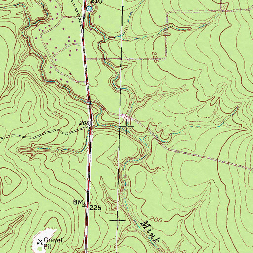 Topographic Map of Arnold Branch, TX