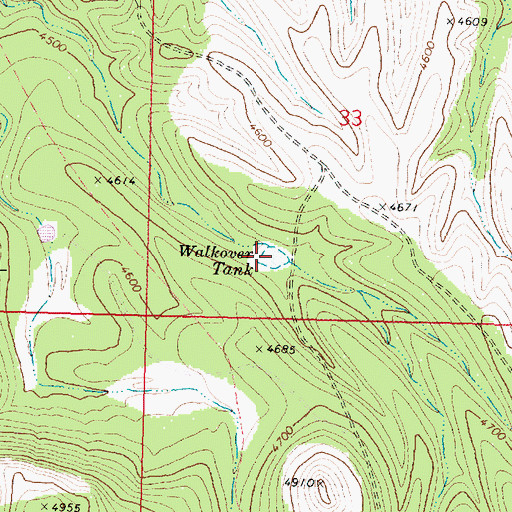 Topographic Map of Walkover Tank, AZ