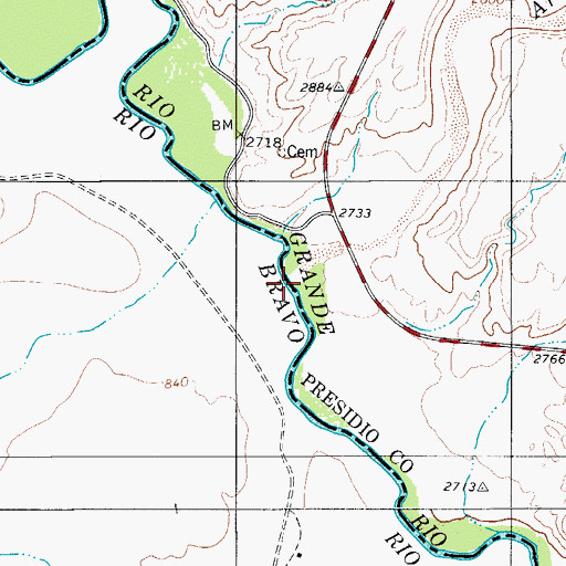 Topographic Map of Arroyo Baviza, TX