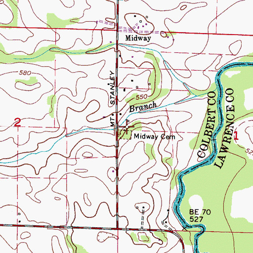 Topographic Map of Mount Stanley School (historical), AL