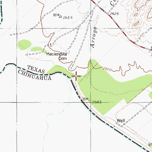 Topographic Map of Arroyo Chillon, TX
