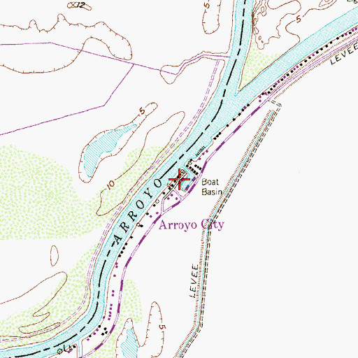 Topographic Map of Arroyo City, TX