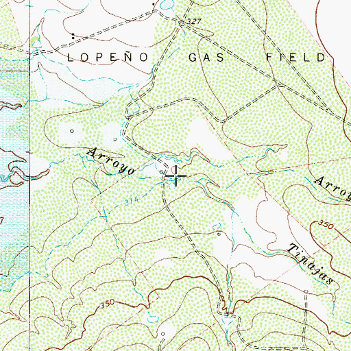 Topographic Map of Arroyo Los Guajes, TX