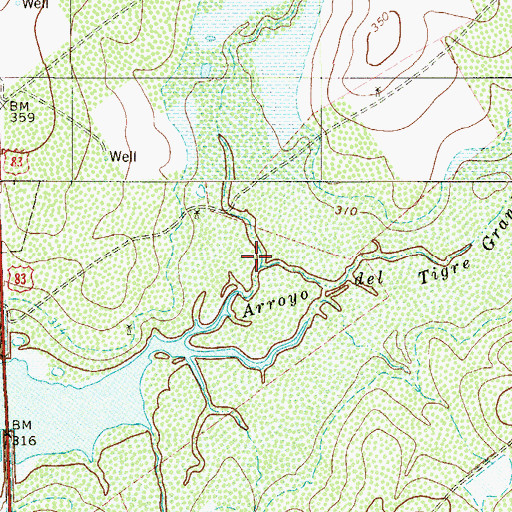 Topographic Map of Arroyo Miguel, TX