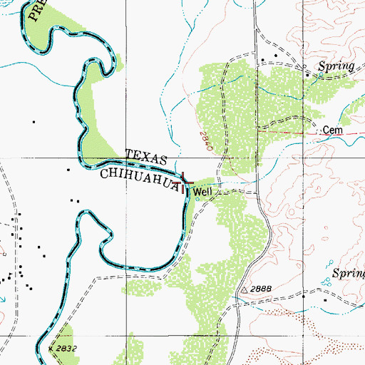 Topographic Map of Arroyo Palo Blanco, TX
