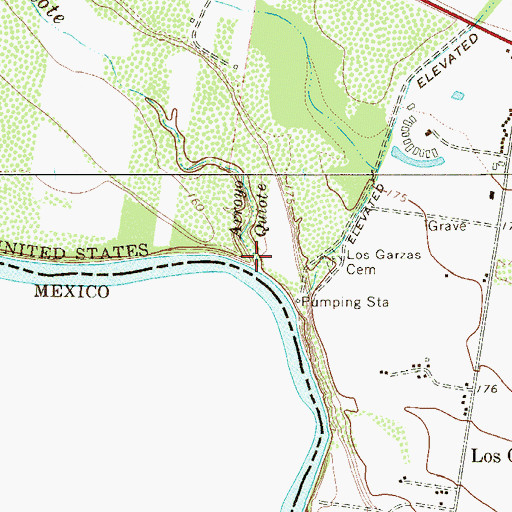 Topographic Map of Arroyo Quiote, TX