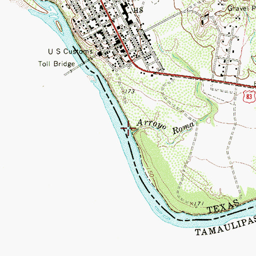 Topographic Map of Arroyo Roma, TX