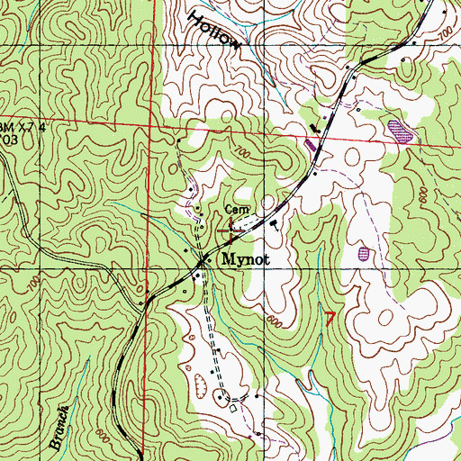 Topographic Map of Mynot Church of Christ, AL