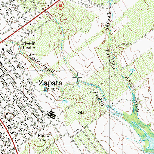 Topographic Map of Arroyo Valeriano, TX