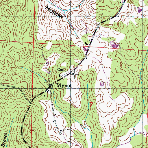 Topographic Map of Mynott Chapel Missionary Baptist Church, AL