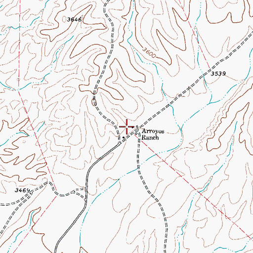 Topographic Map of Arroyos Ranch, TX