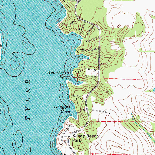 Topographic Map of Arterberry Cove, TX