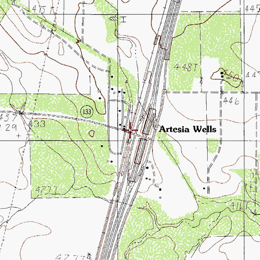 Topographic Map of Artesia Wells, TX