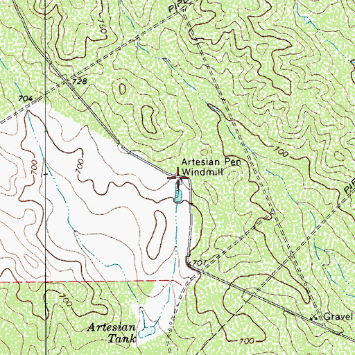 Topographic Map of Artesian Pen Windmill, TX