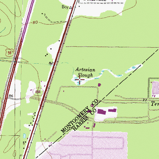 Topographic Map of Artesian Slough, TX