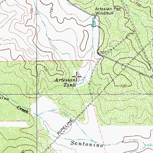Topographic Map of Artesian Tank, TX