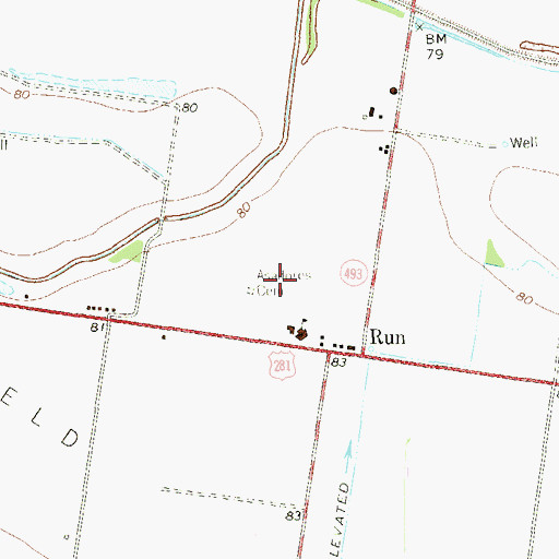 Topographic Map of Asadores Cemetery, TX