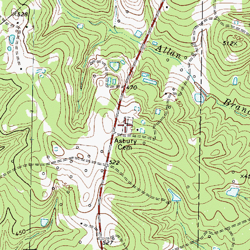 Topographic Map of Asbury Cemetery, TX