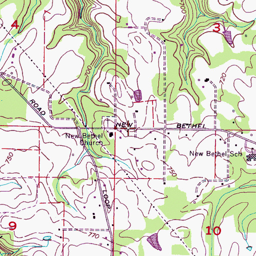 Topographic Map of New Bethel, AL