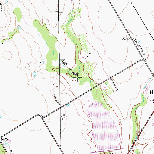 Topographic Map of Ash Creek, TX