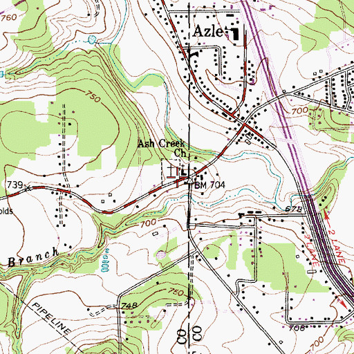 Topographic Map of Ash Creek Church, TX