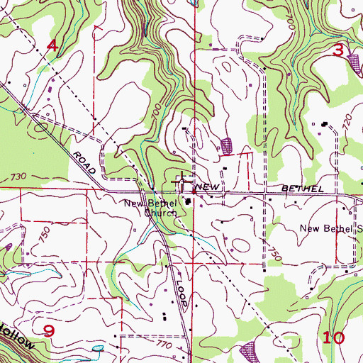 Topographic Map of New Bethel Memorial Cemetery, AL
