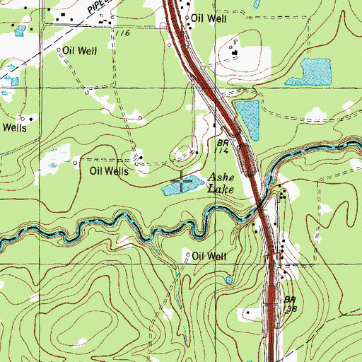 Topographic Map of Ashe Lake, TX