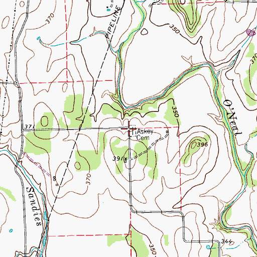 Topographic Map of Askey Cemetery, TX