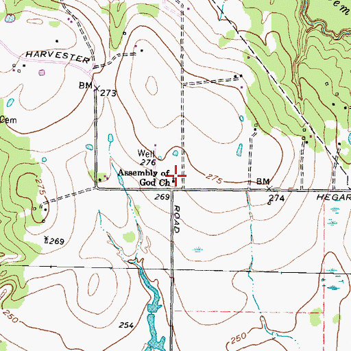 Topographic Map of Assembly of God Church, TX