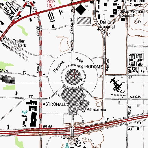 Topographic Map of Astrodome, TX