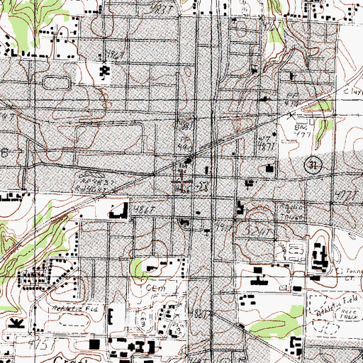 Topographic Map of Athens, TX