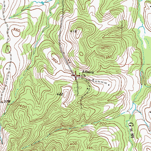 Topographic Map of Athens Church, TX