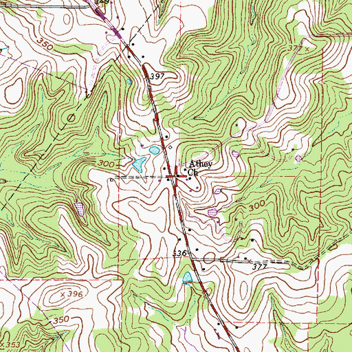 Topographic Map of Athey Church, TX