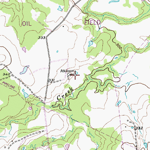 Topographic Map of Atkinson Cemetery, TX