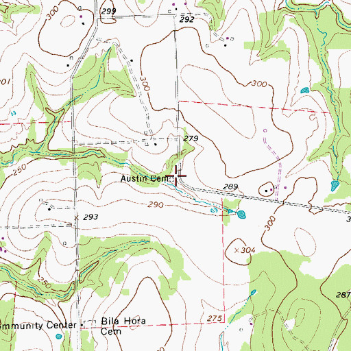 Topographic Map of Austin Cemetery, TX