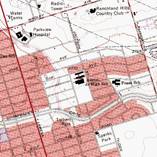 Topographic Map of Austin Junior High School, TX