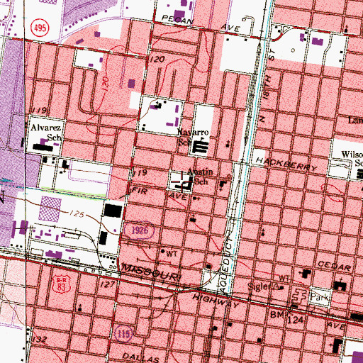 Topographic Map of Austin School, TX