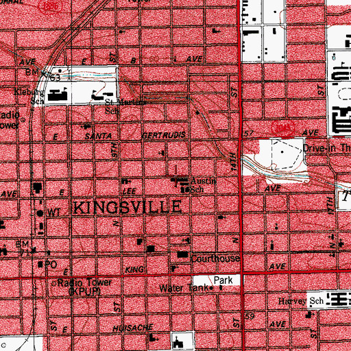 Topographic Map of Austin School, TX