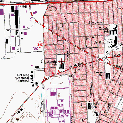 Topographic Map of Austin School, TX