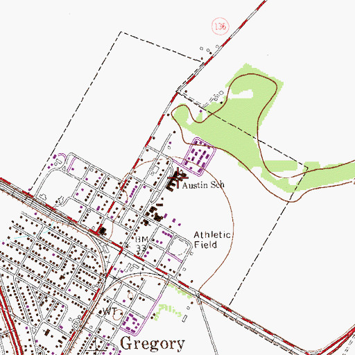 Topographic Map of Austin School, TX